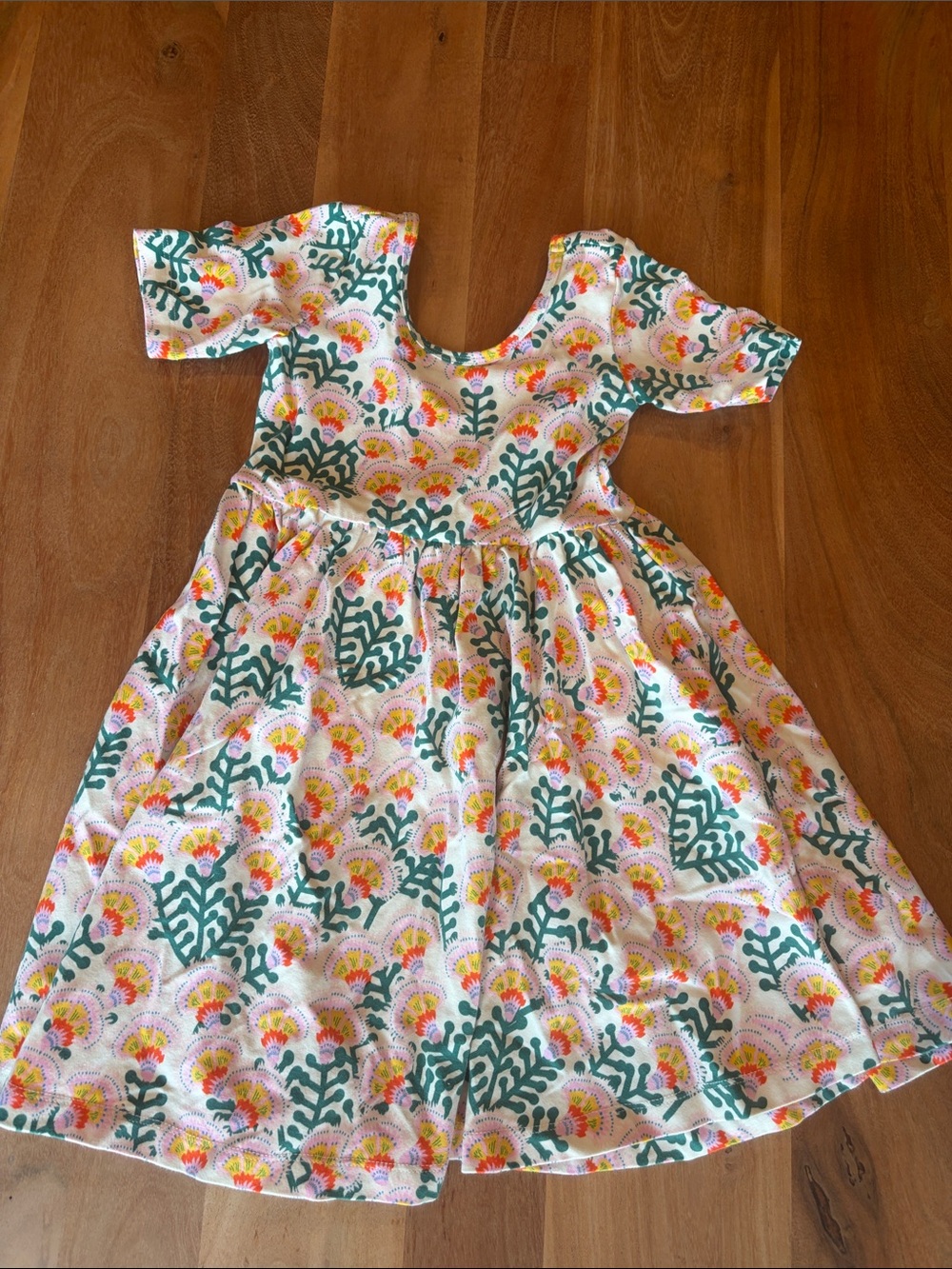 Alice + Ames Floral Print Dress in White, Green & Pink